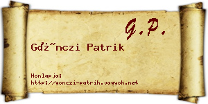 Gönczi Patrik névjegykártya